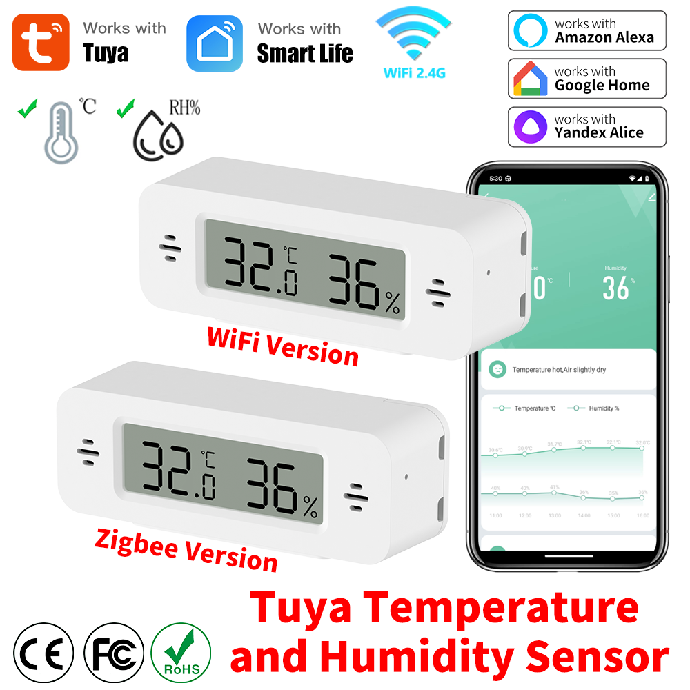Smart Home Automation Kit - Tuya WiFi/Zigbee مستشعر درجة الحرارة والرطوبة