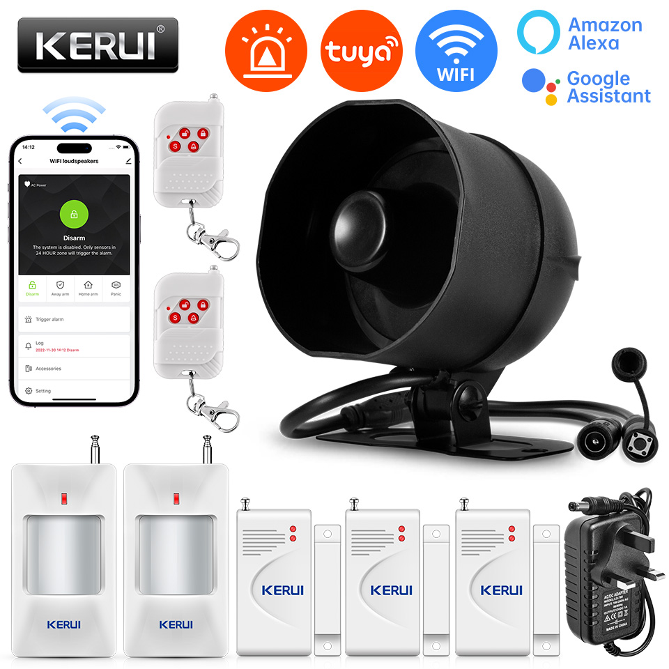 Smart Home Automation Kit - KERUI 120db نظام إنذار صفارة الإنذار