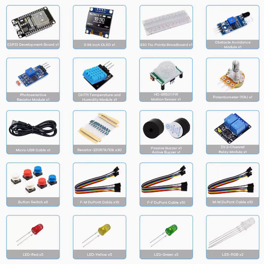 مجموعة المخلق لمشاريع كاتب عدة - مراجعة Esp32 Smart Home Kit وسعره